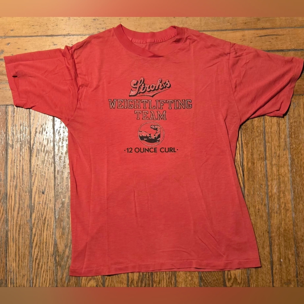 VTG 80s Stroh's Beer Paperthin T-shirt L